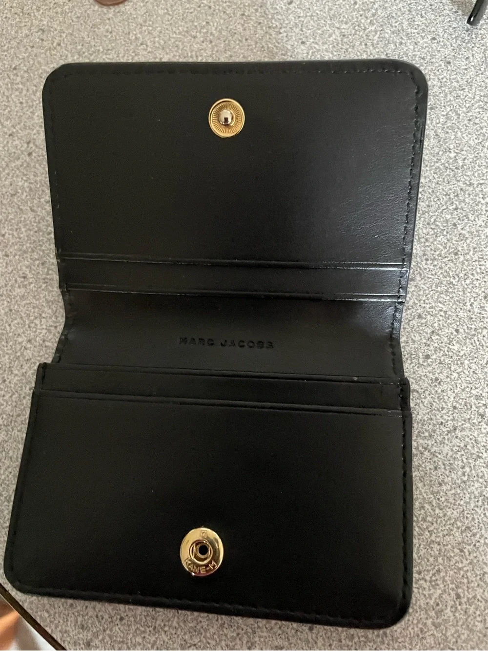 Marc Jacobs Black Pebbled Leather Card & Key Holder with Gold Logo